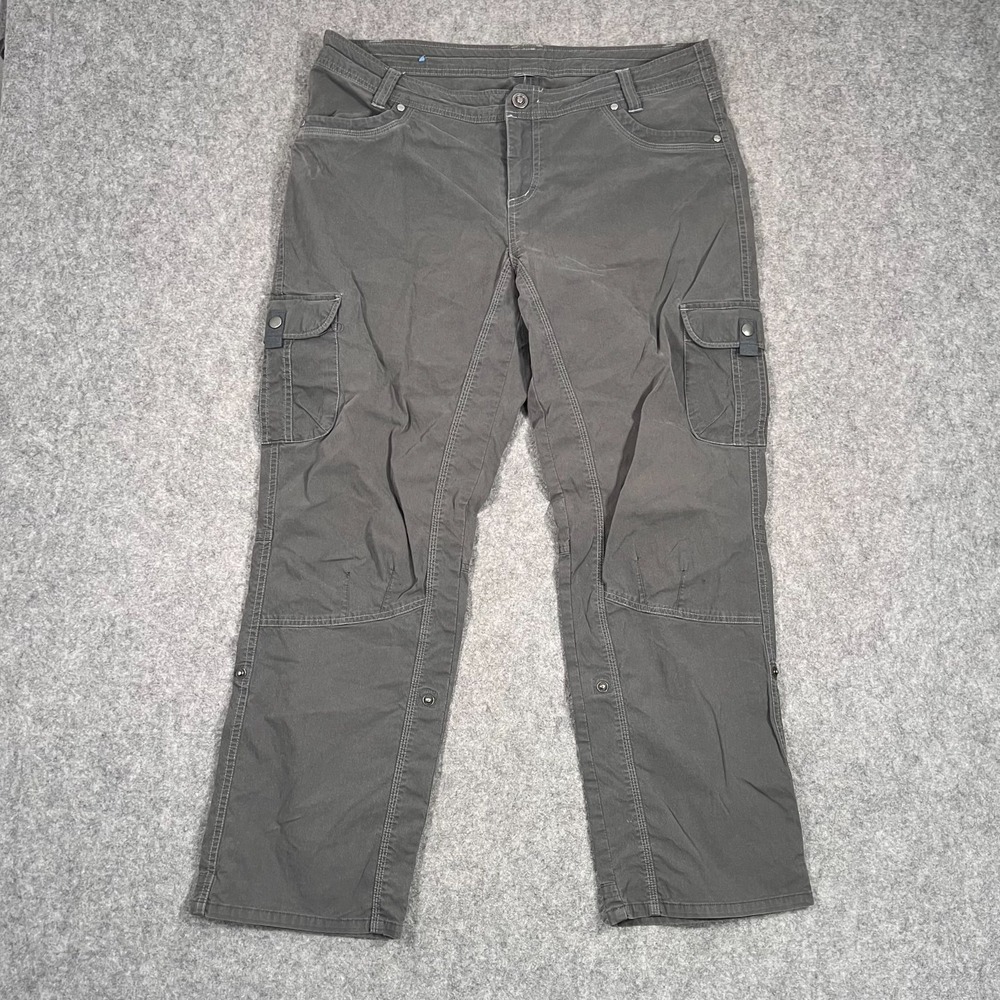Kuhl Gray Cargo Pocket Straight Leg Lightweight Hiking Pants Women Size 16